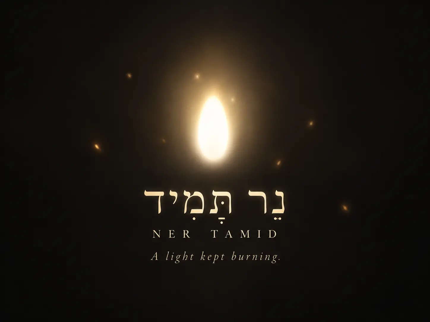 Ner Tamid artwork showing a glowing eternal light with Hebrew lettering and warm embers.